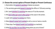 Simple Present Tense vs Present Continuous Tense 2